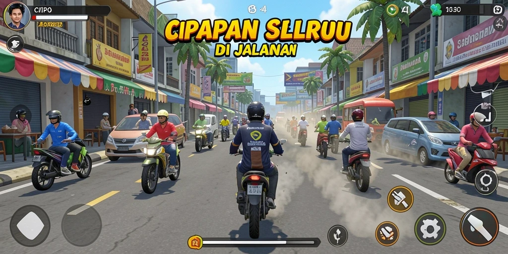 Tangkapan layar utama CIPOK dengan aksi balapan yang mendebarkan.