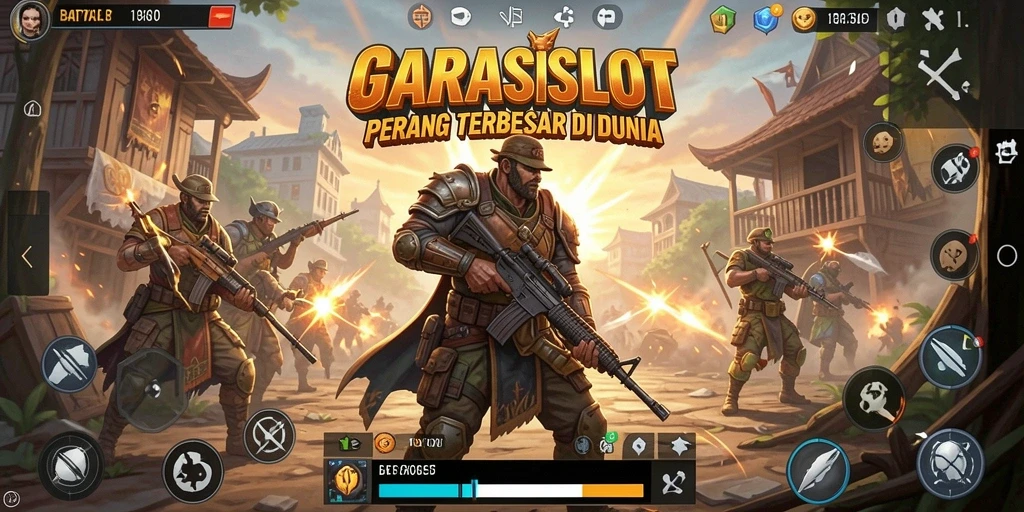 Tampilan gameplay seru dari GARASISLOT dengan pertarungan Battle Royale.