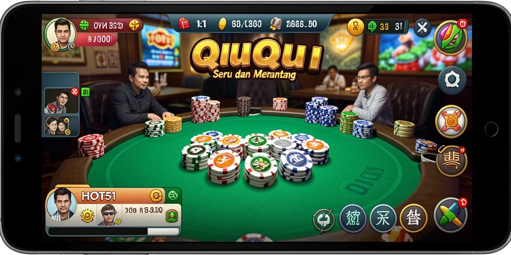 Tampilan seru gameplay QiuQiu di HOT51.