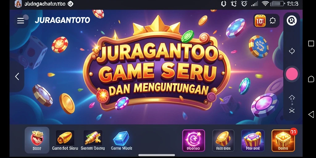 Screenshot utama JURAGANTOTO menampilkan gameplay slot yang mengasyikkan dan penuh warna.