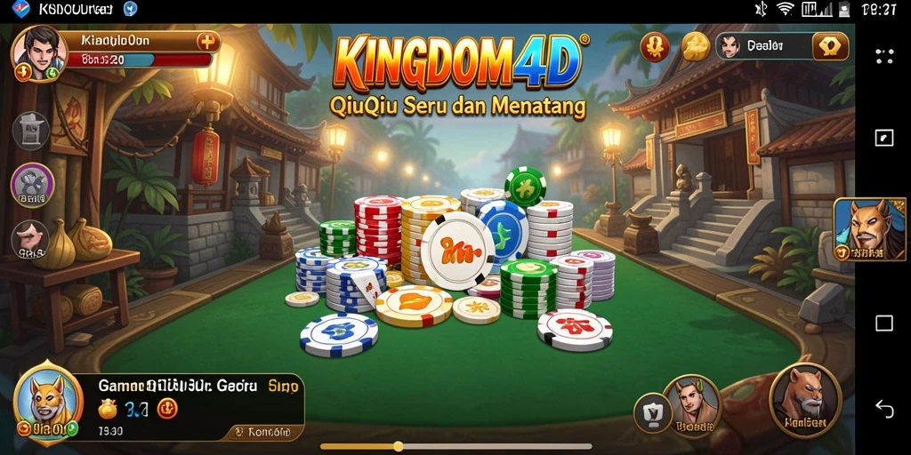 Screenshot KINGDOM4D menampilkan aksi seru dalam permainan QiuQiu.