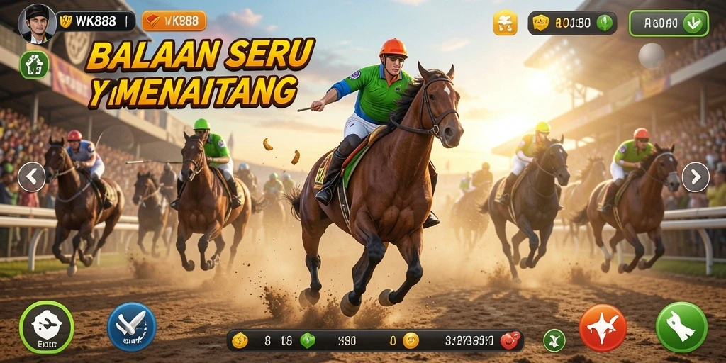 Tampilan menarik dari gameplay balapan yang mendebarkan di WK888.