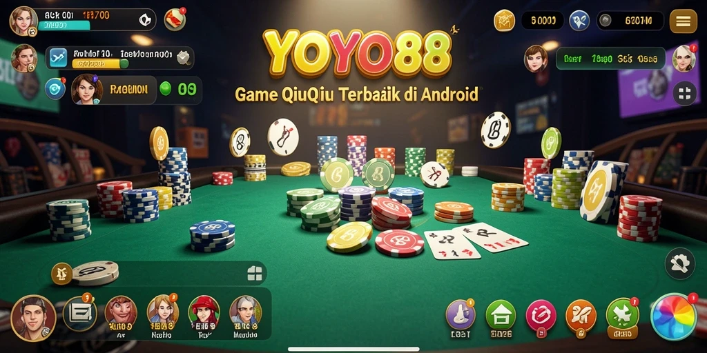 Tampilan gameplay seru di YOYO88 yang menampilkan kartu QiuQiu.